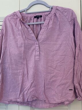 Allen Solly Lavender Textured Button-Front Blouse